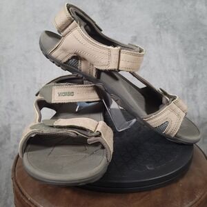 Vionic Sandals Shoes Mens Size 12 Beige Tan Vibram Sole Walking‎ Hiking Comfort